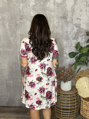 Buttery Shirley Lounge Nightgown - Plum Floral (Small - 3X)