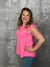The Wrinkle Free Lizzie Ruffle Tank - Neon Pink (Small - 3X)