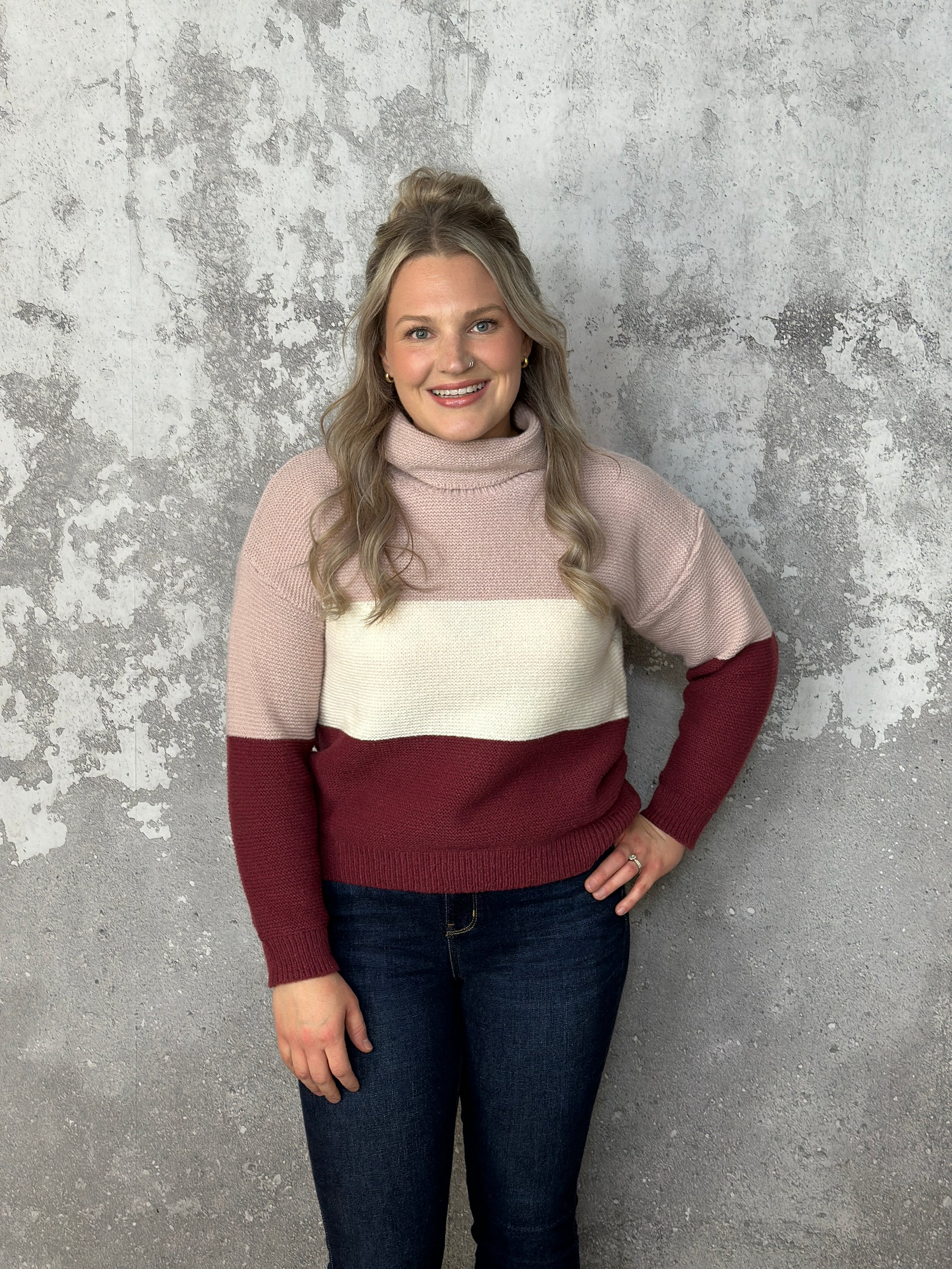 Burgundy Blush Cowl Sweater