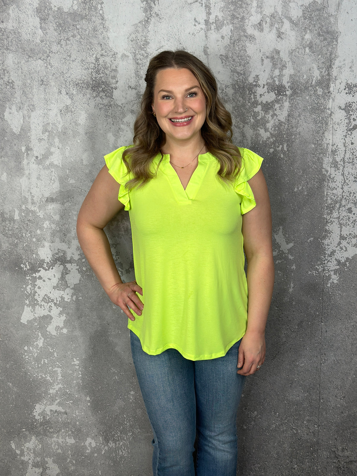 neon ruffle top