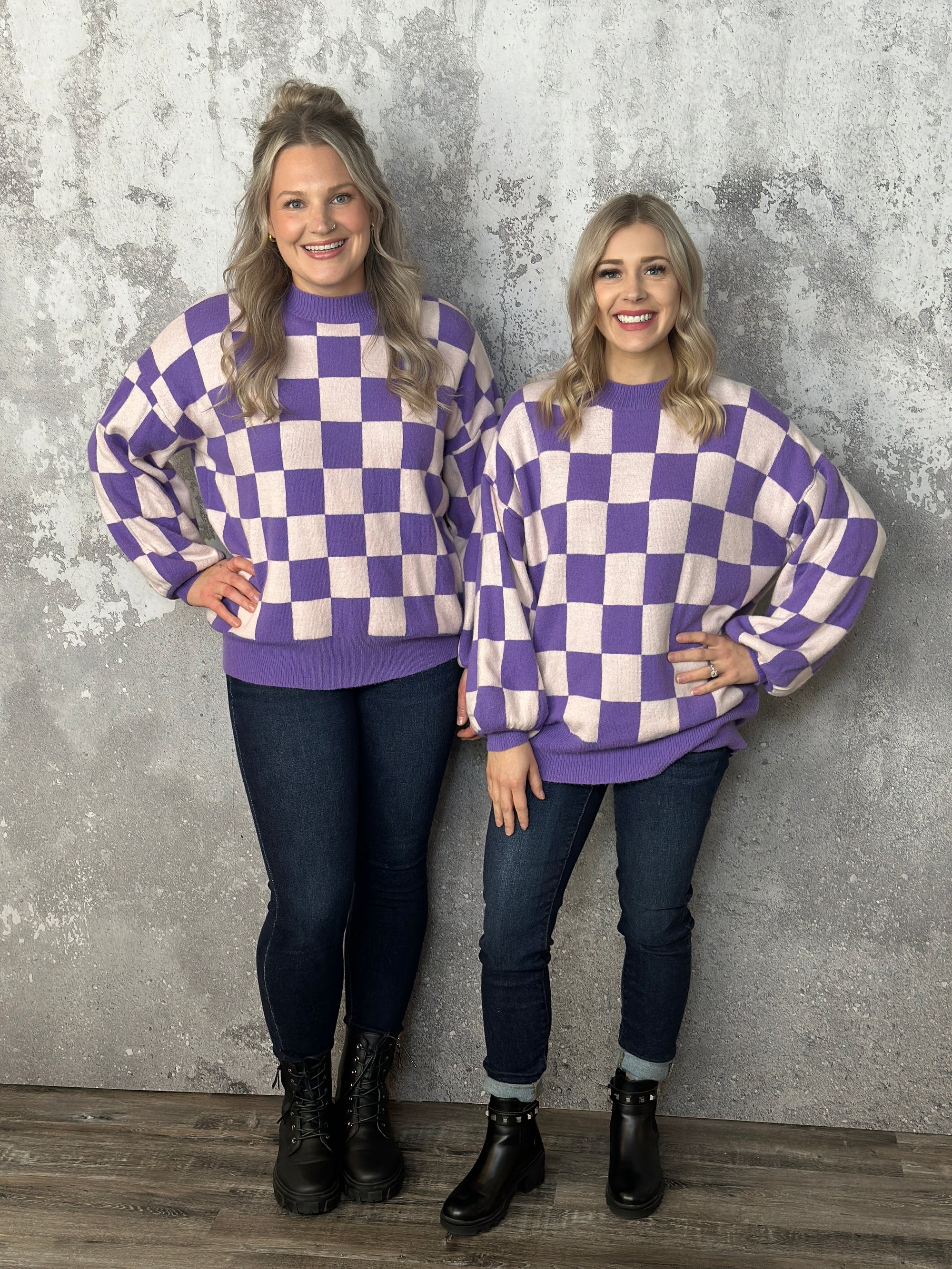 Purple Checker Sweater