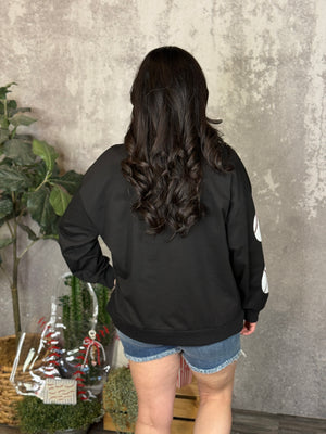 Sequin Baseball Sweatshirt - Black