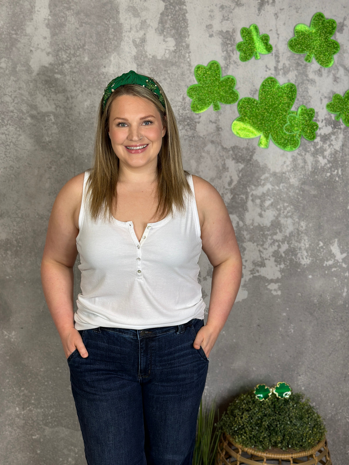 The Becky Button Tank -  White