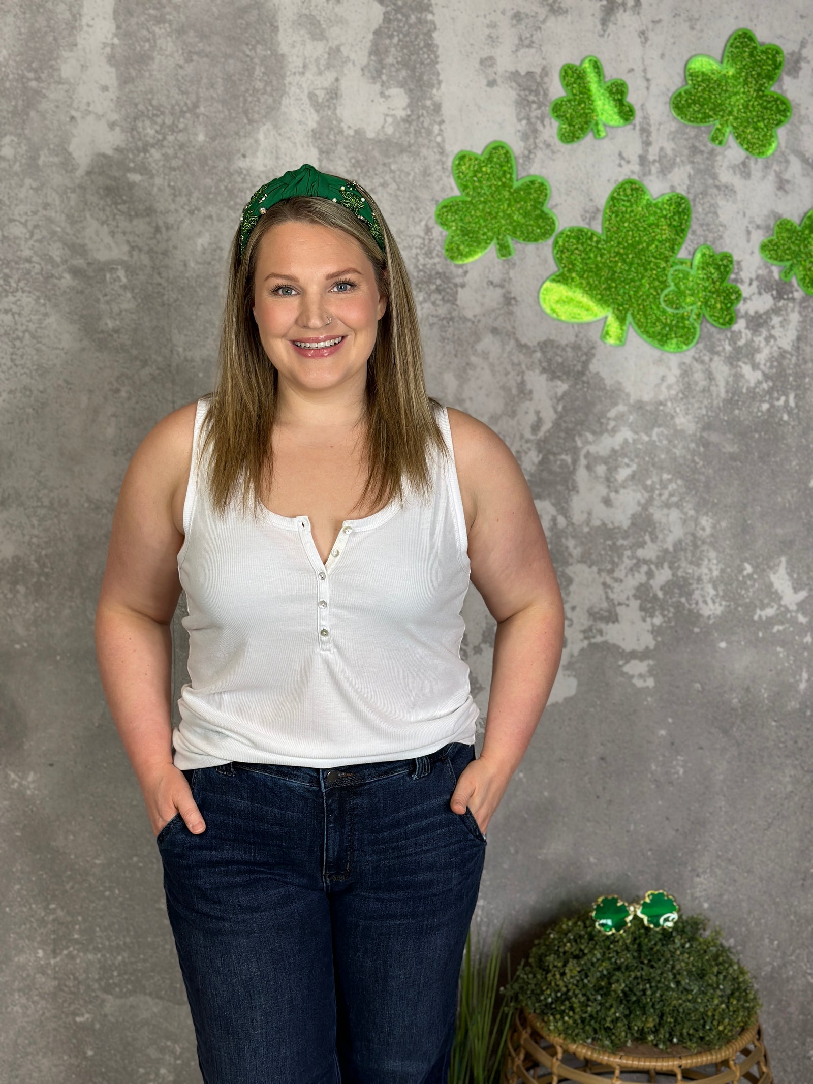 The Becky Button Tank -  White