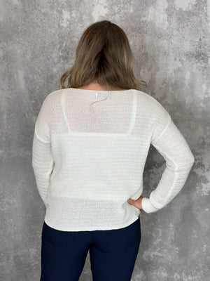 Basic Light Knit Sweatshirt- White