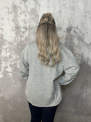 Lightweight Textured Shacket - Heather Grey (Small - 3X)