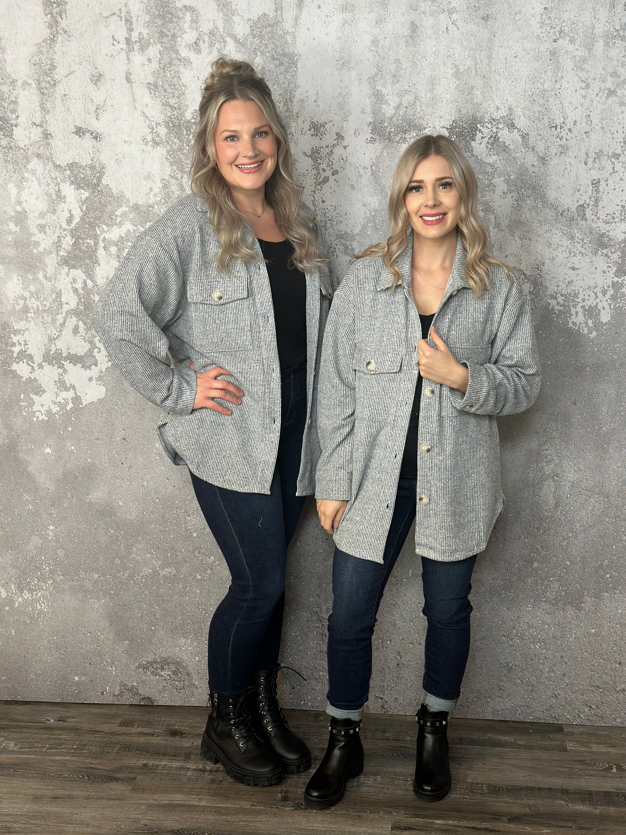 Lightweight Textured Grey Shacket