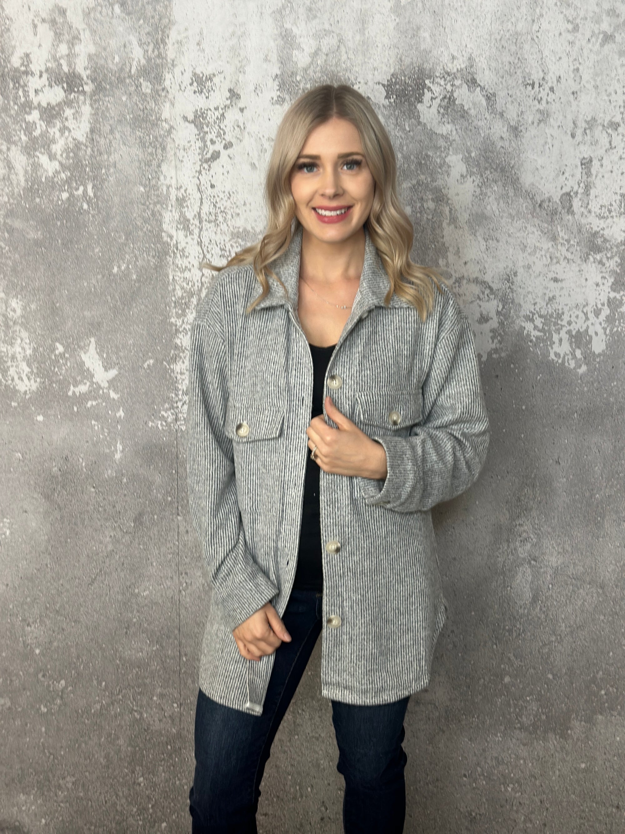 Lightweight Textured Grey Shacket