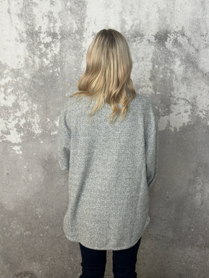 Lightweight Textured Shacket - Heather Grey (Small - 3X)