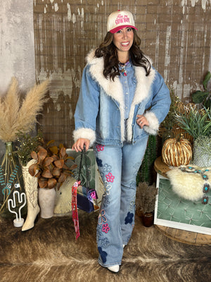 Embroidered Floral Flair Jeans RESTOCK