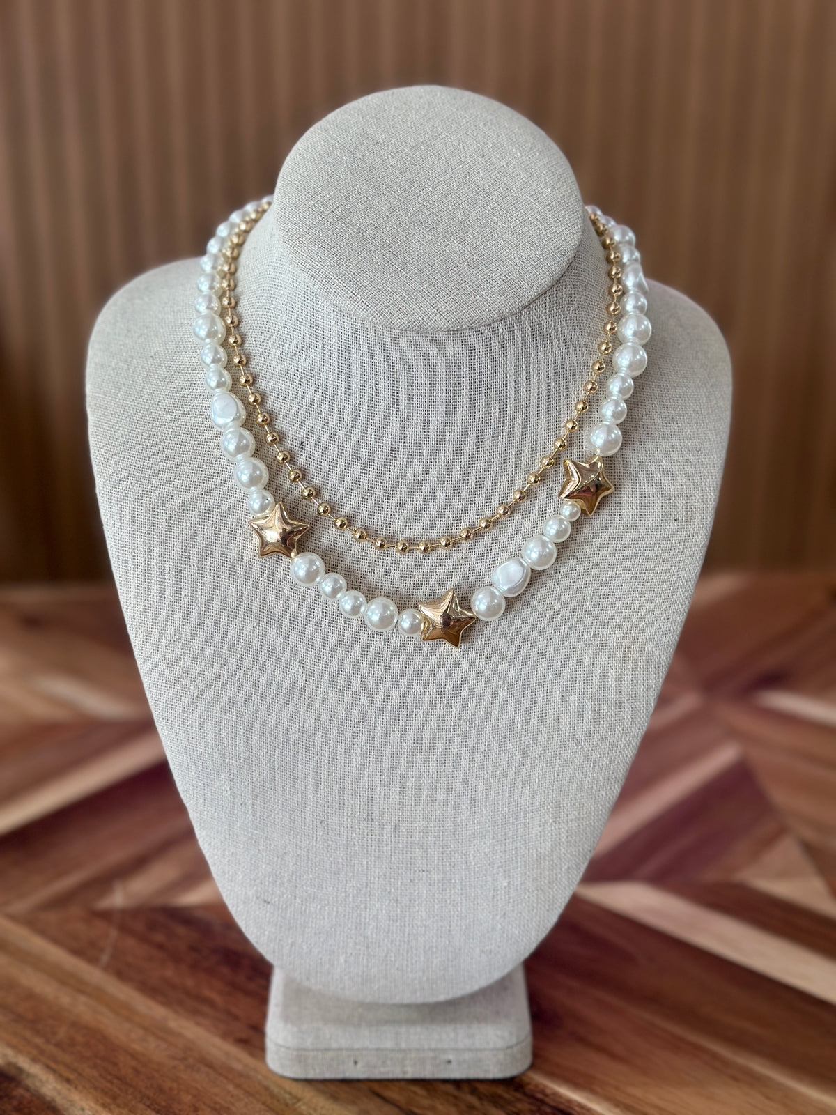 Lucky Charm Two Strand Star Necklace - Gold