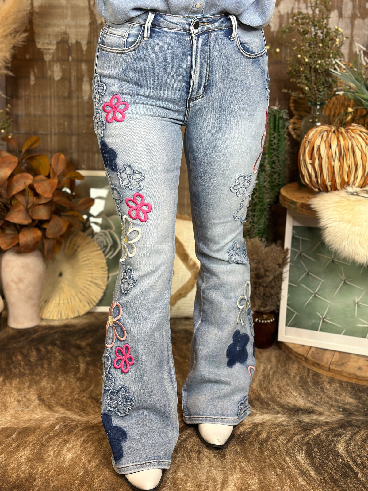 Embroidered Floral Flair Jeans RESTOCK