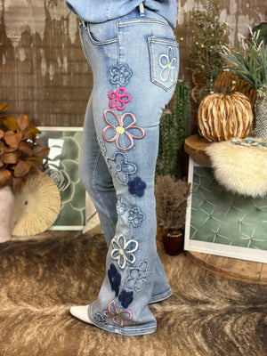 Embroidered Floral Flair Jeans RESTOCK