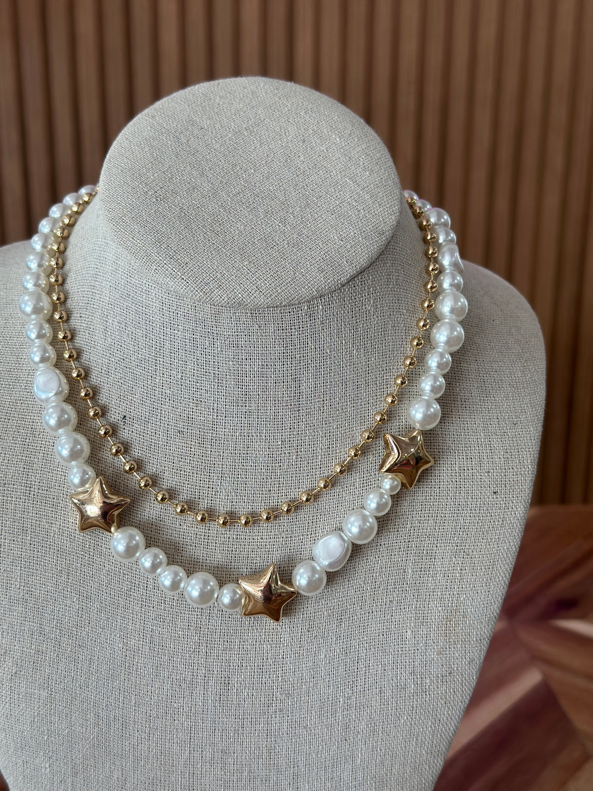 Lucky Charm Two Strand Star Necklace - Gold