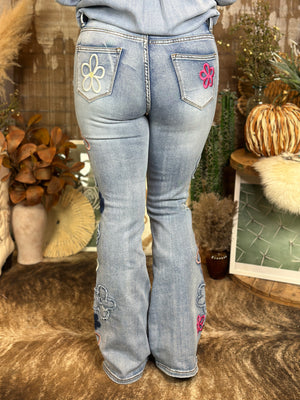 Embroidered Floral Flair Jeans RESTOCK