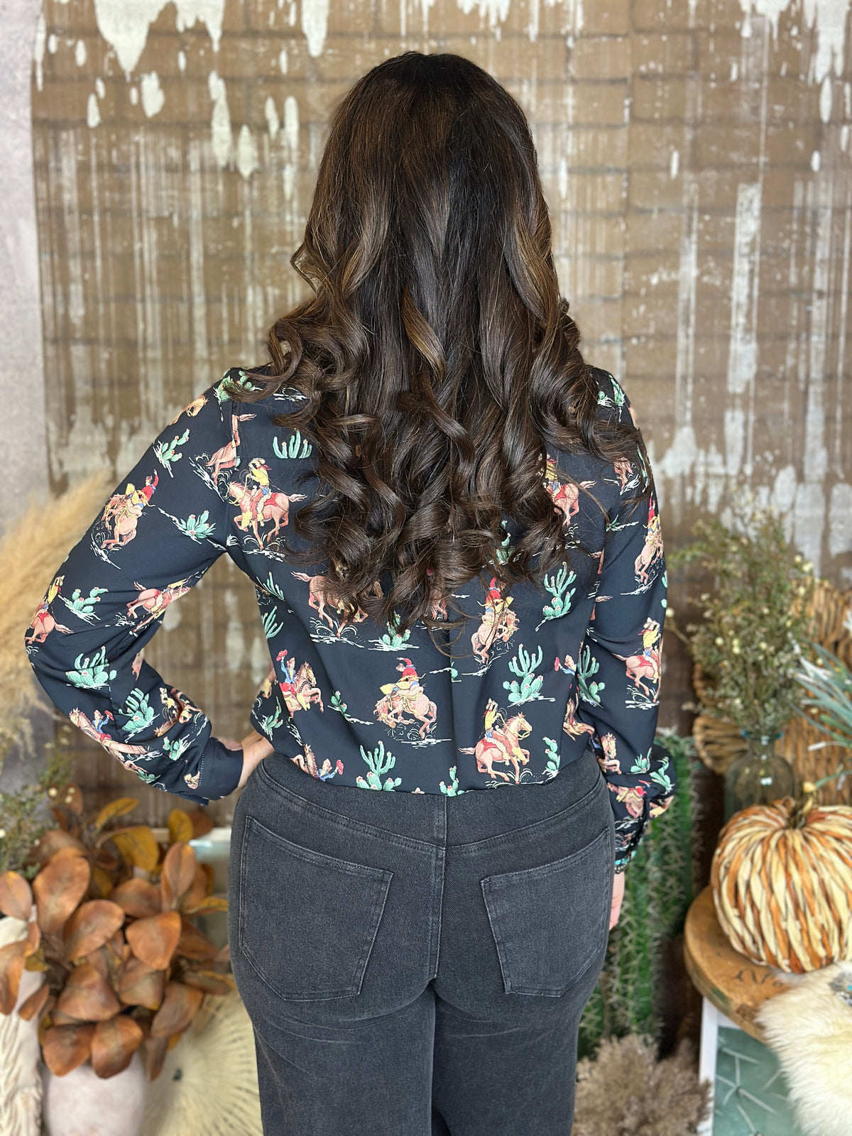 Prairie Rose Cowgirl Western Top with Pearl Snap Buttons