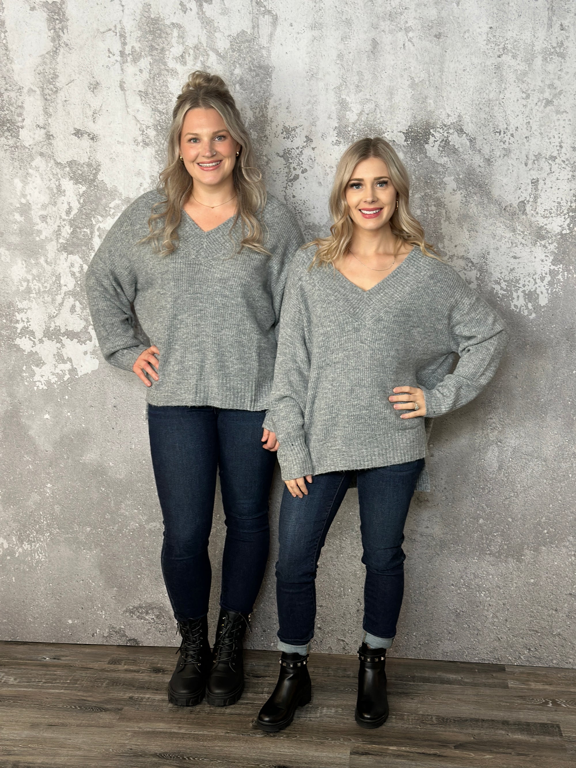 Grey Vneck Sweater Tunic
