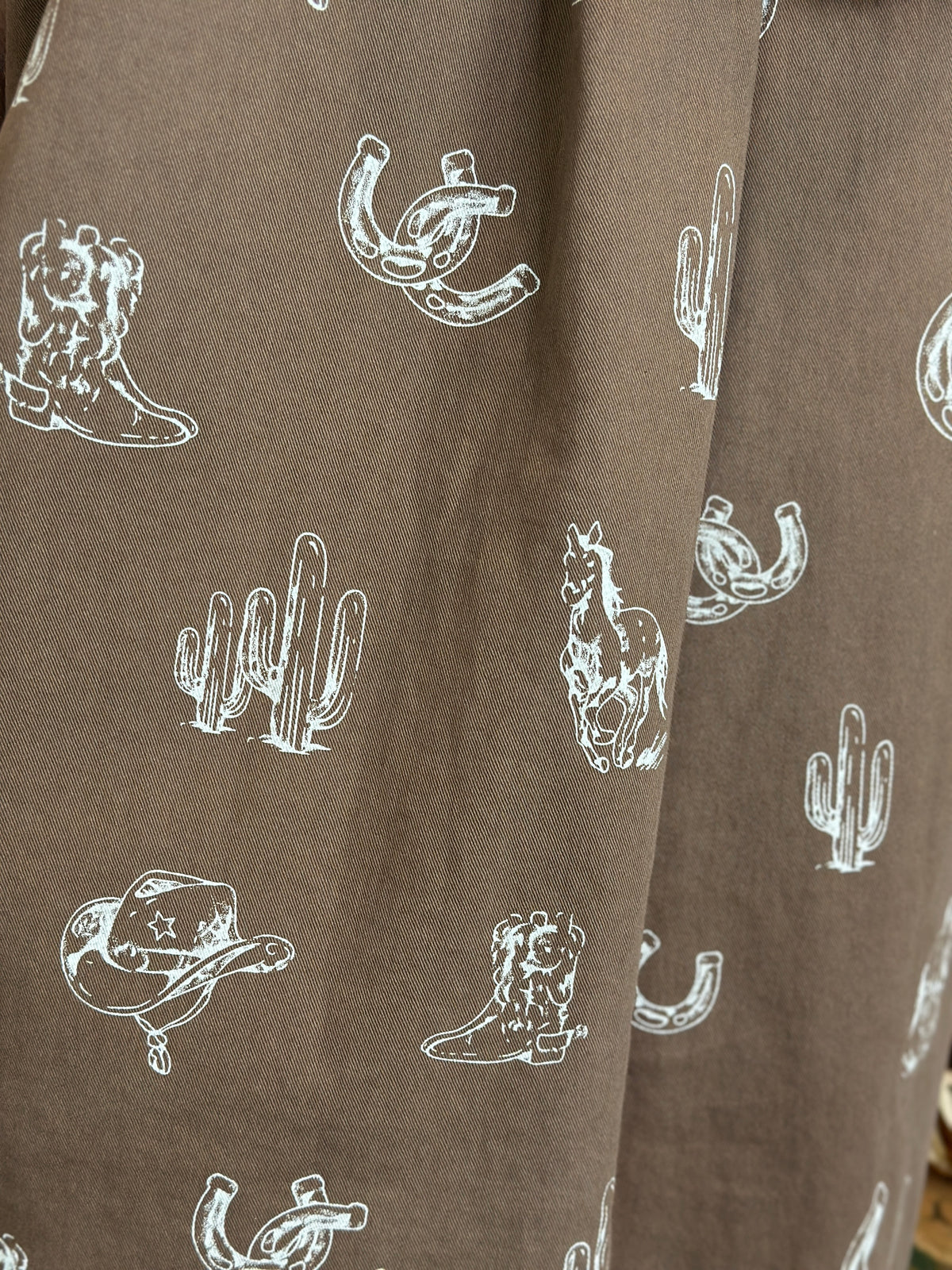 Brown Western Graphic Button Up Collared Dress