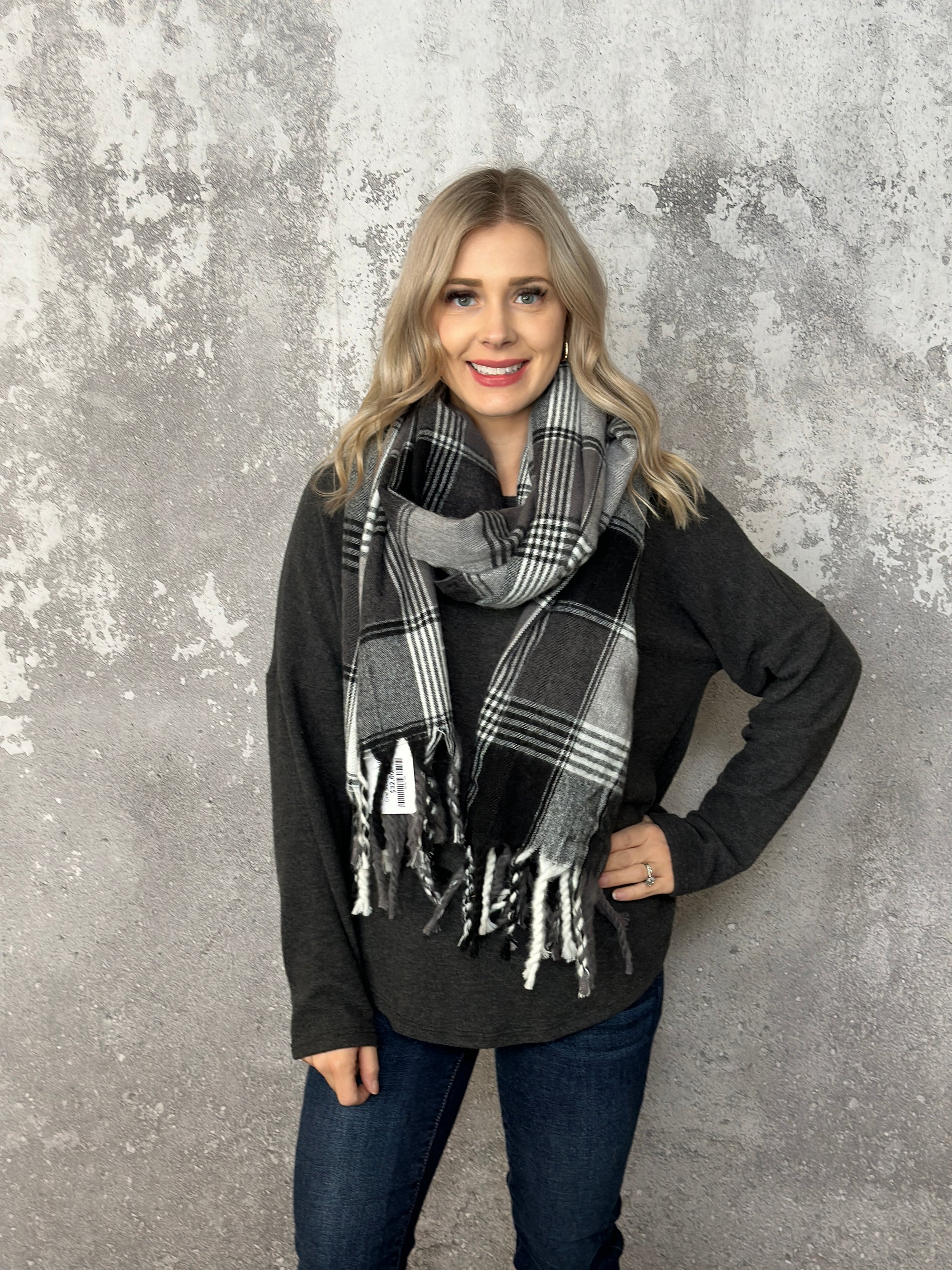 Black Plaid Scarf