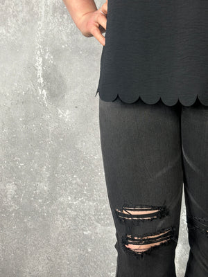 Scallop Bottom Air Flow Tee (Small - 3X) - FINAL SALE