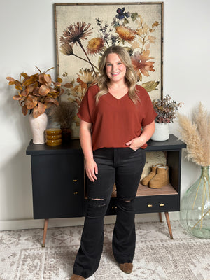 Rust Vneck Top (Small - 2X) - FINAL SALE