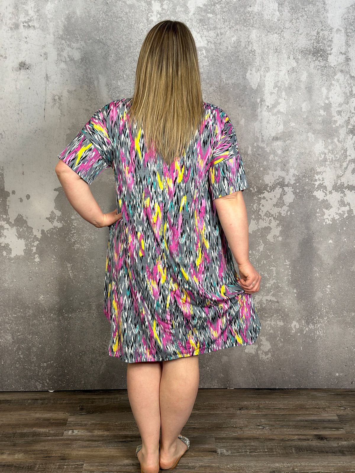 Wrinkle Free Shift - Grey Multicolor - FINAL SALE