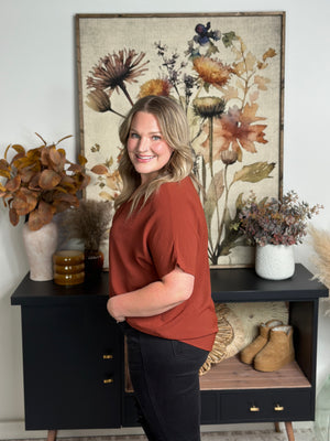 Rust Vneck Top (Small - 2X) - FINAL SALE