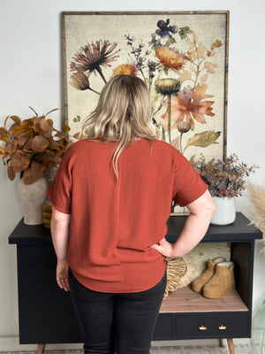 Rust Vneck Top (Small - 2X) - FINAL SALE