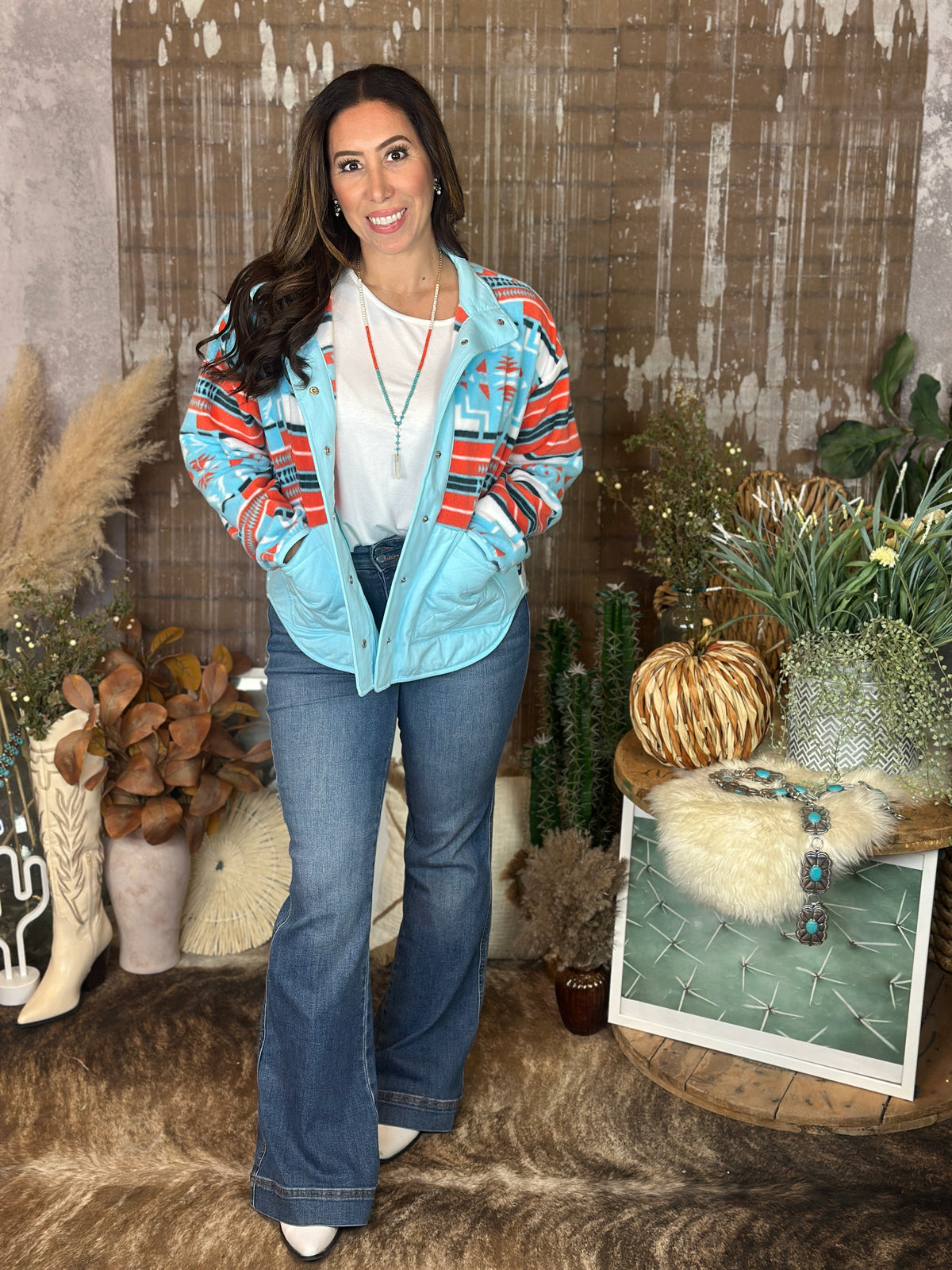 Aztec Fleece - Blue/Orange