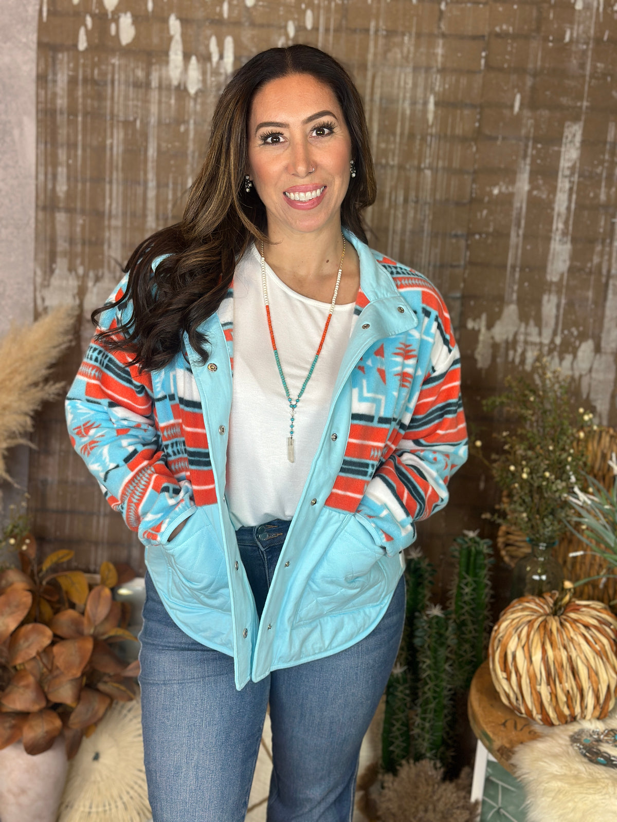 Aztec Fleece - Blue/Orange