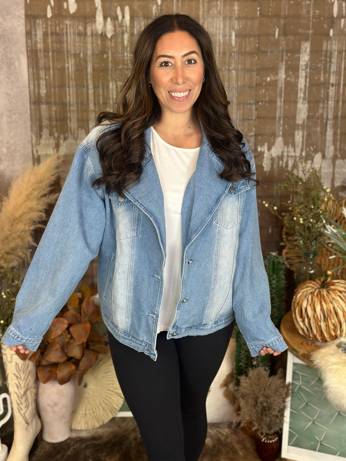Denim Jacket with Detachable Faux Fur Accents