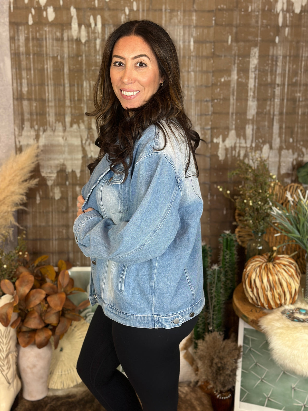 Denim Jacket with Detachable Faux Fur Accents