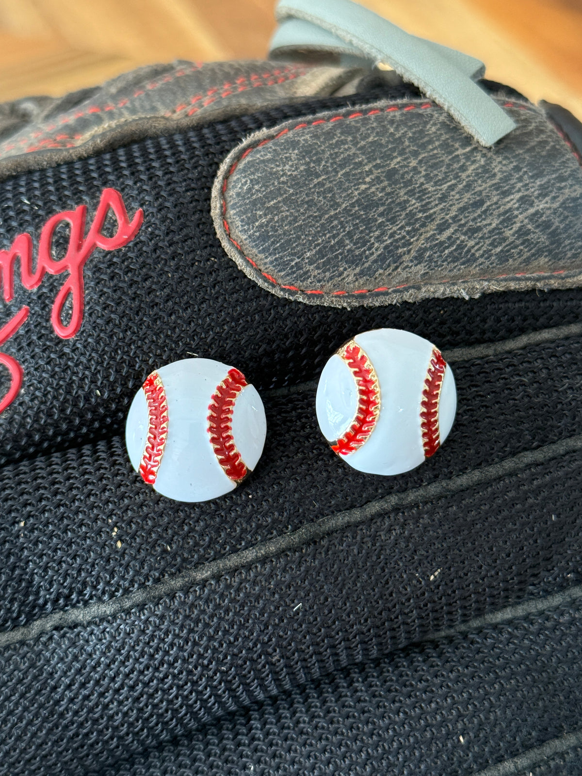 Large Baseball Stud Earring