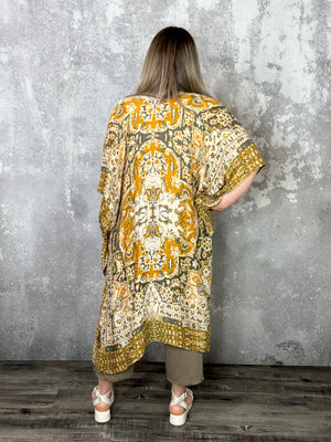 Mustard/Taupe Abstract Kimono