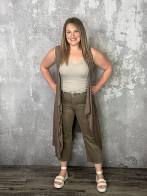 Long Studded Taupe Vest - FINAL SALE