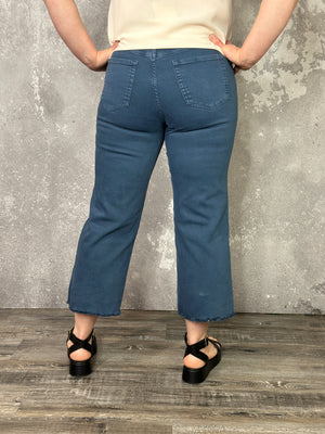 RFM Chloe Wide Leg Tummy Control Denim Crop - Slate Blue  (sizes 00-24)- FINAL SALE