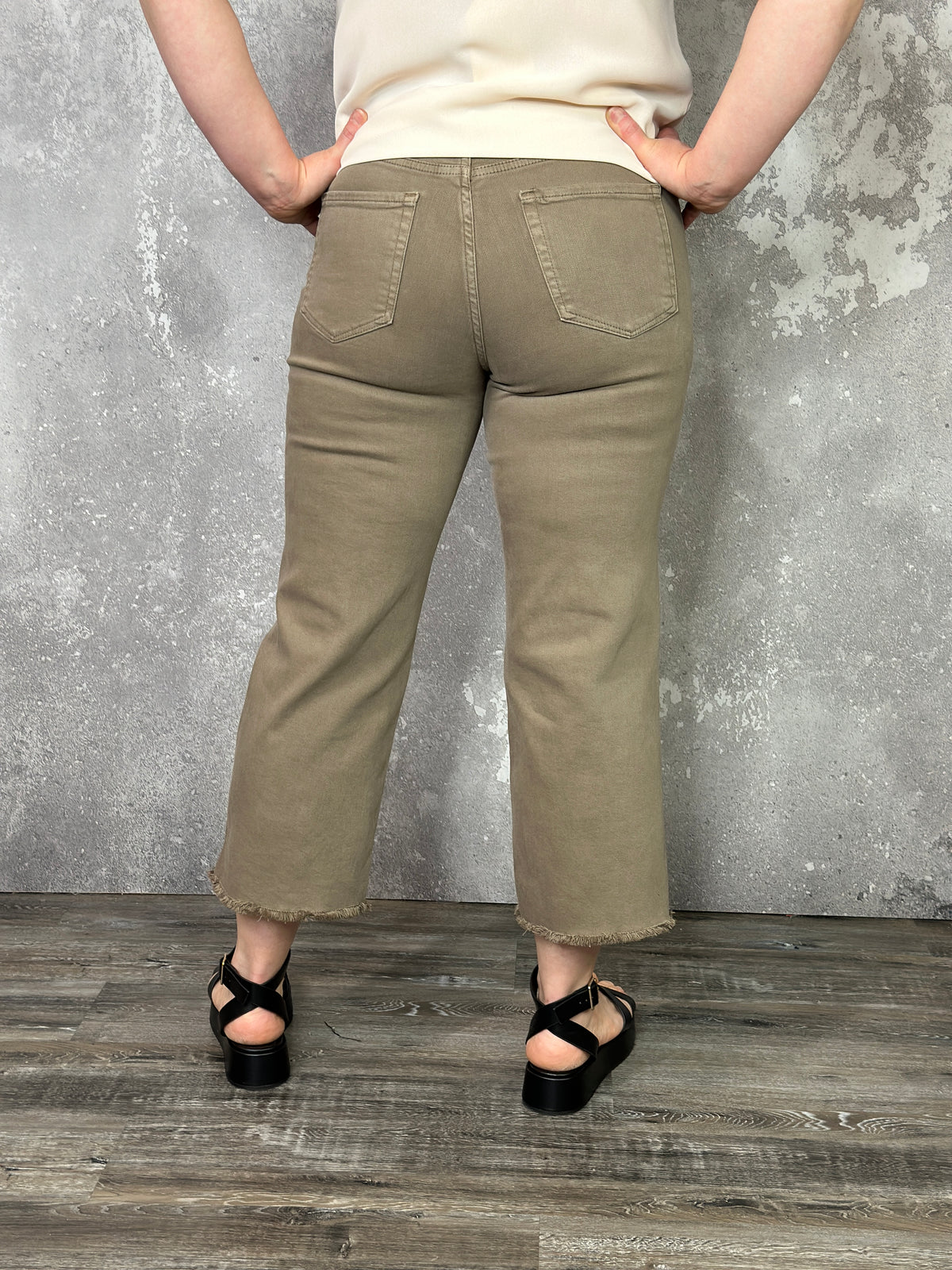 RFM Chloe Wide Leg Tummy Control Denim Crop - Latte  (sizes 00-24)- FINAL SALE