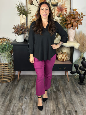 Hyperstretch Straight Leg Crop - Berry Rose (Small - 3X)