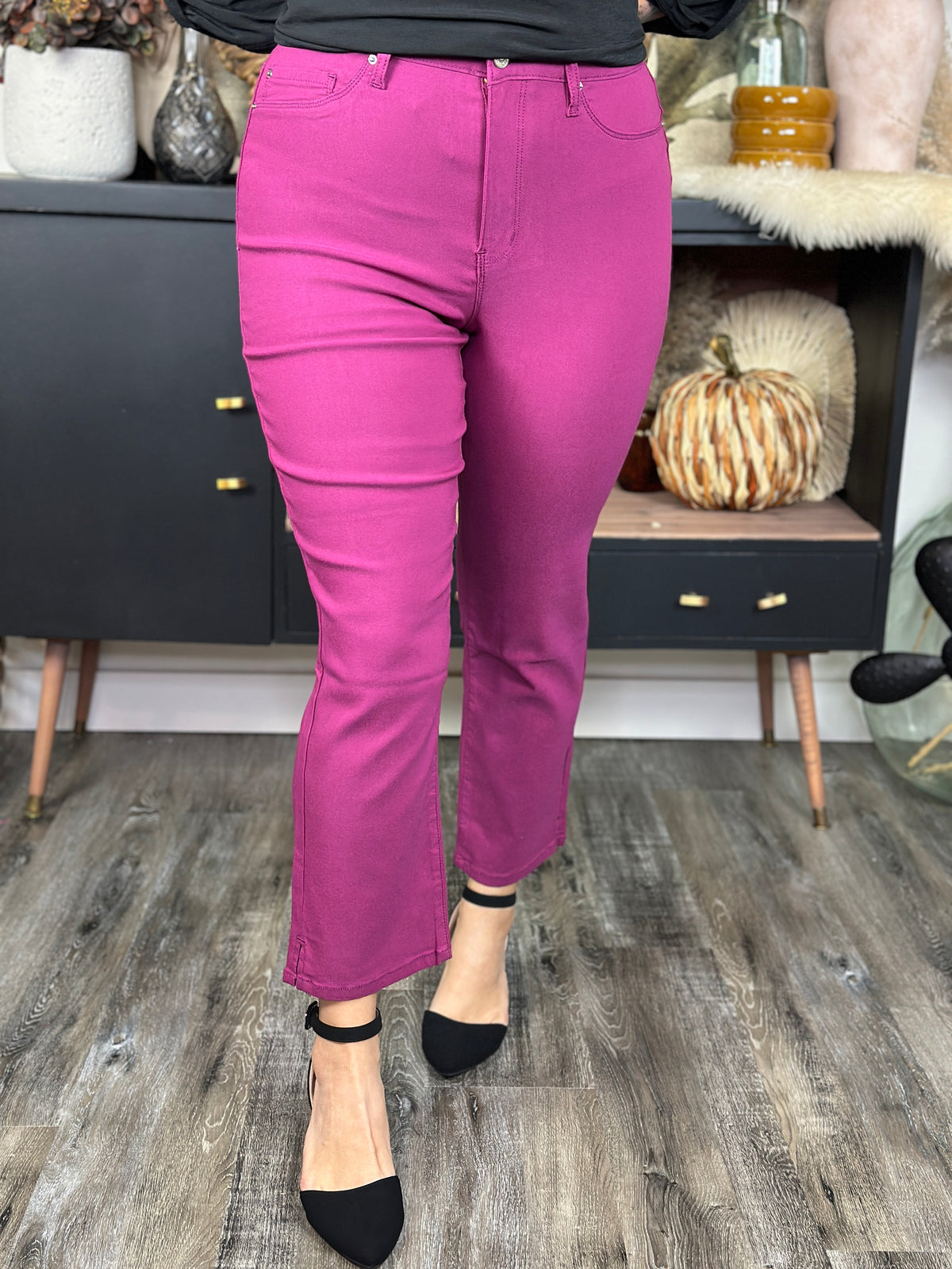 Hyperstretch Straight Leg Crop - Berry Rose (Small - 3X)