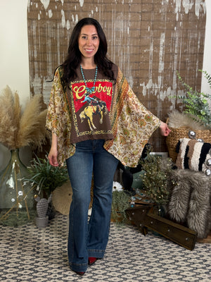 Cowboy Dolman Top - Brown