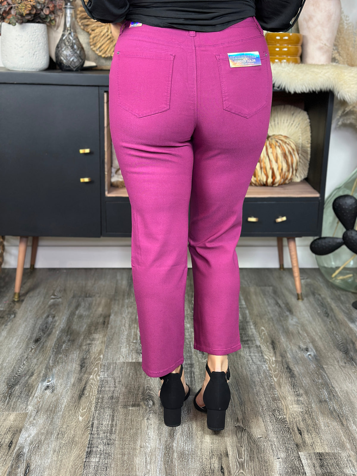 Hyperstretch Straight Leg Crop - Berry Rose (Small - 3X)