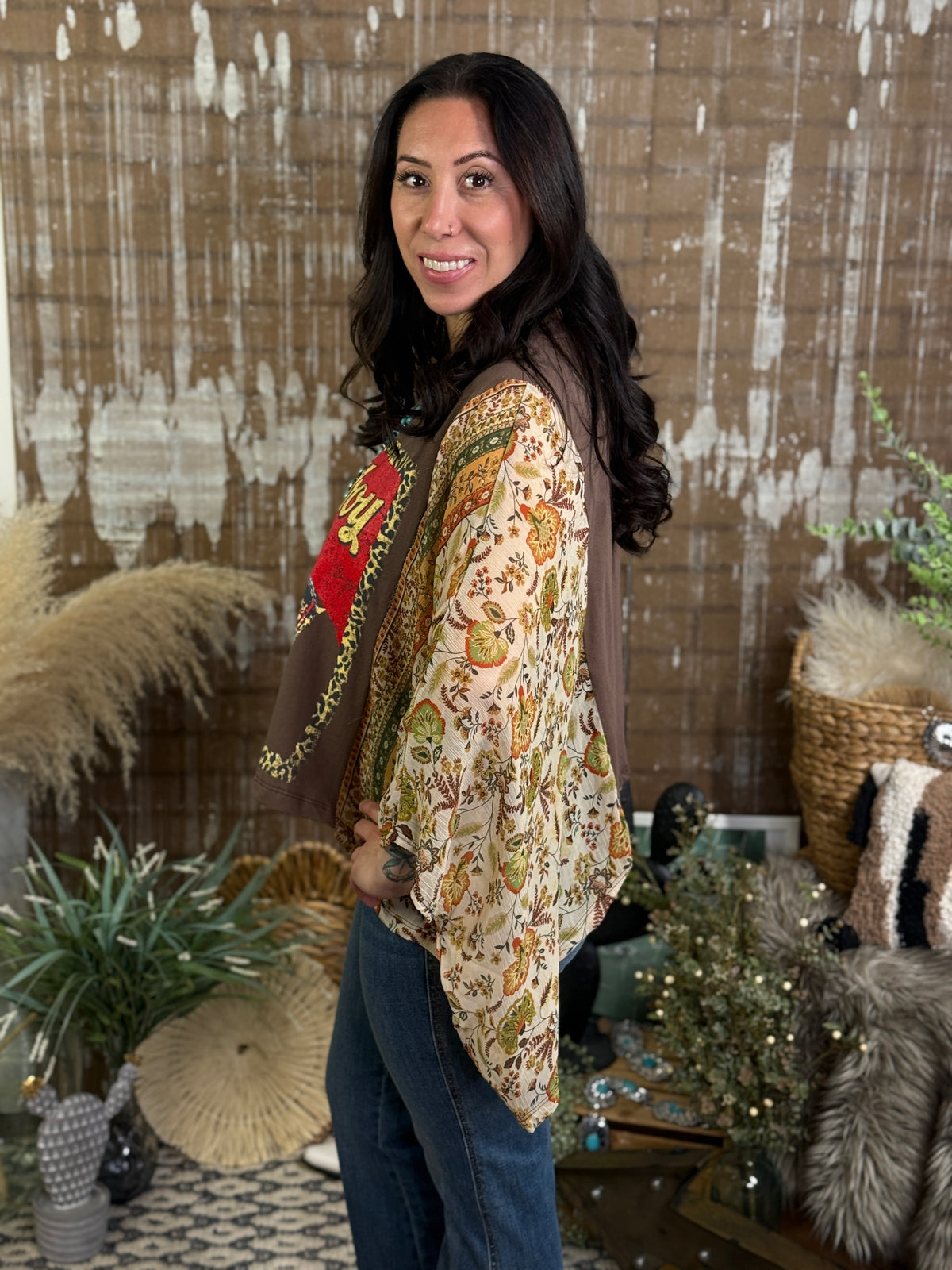 Cowboy Dolman Top - Brown