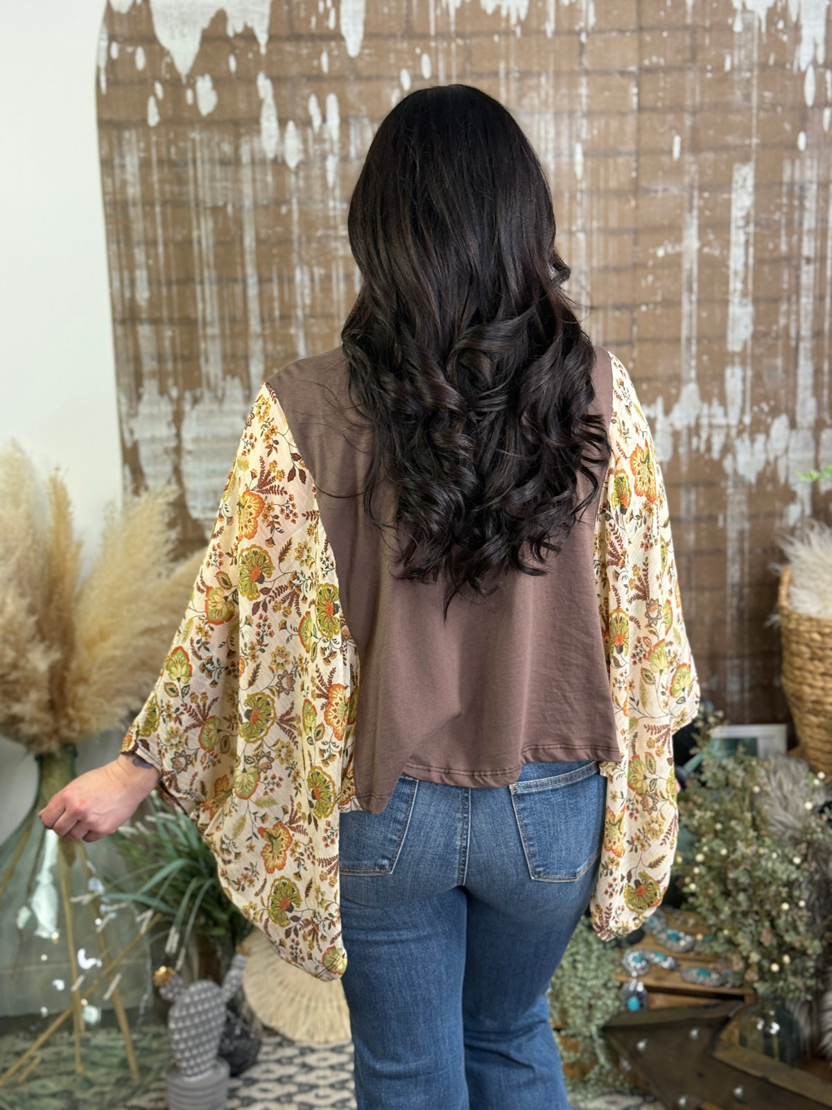 Cowboy Dolman Top - Brown