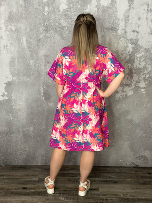 Tropical Punch Floral Dress - (Small - 3X)