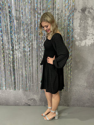 The Patricia Long Sleeve Smocked LBD (Small - 3X) FINAL SALE