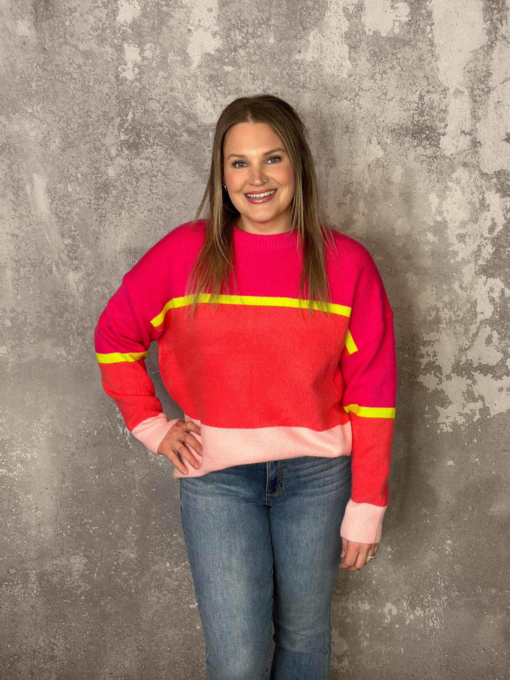 Neon Stripe Sweater (Small - 3X)