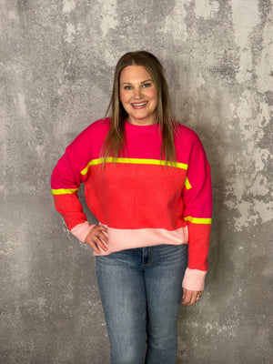 Neon Stripe Sweater (Small - 3X) - FINAL SALE
