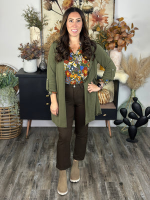 Wrinkle Free Cardigan - Olive (Small - 3X)