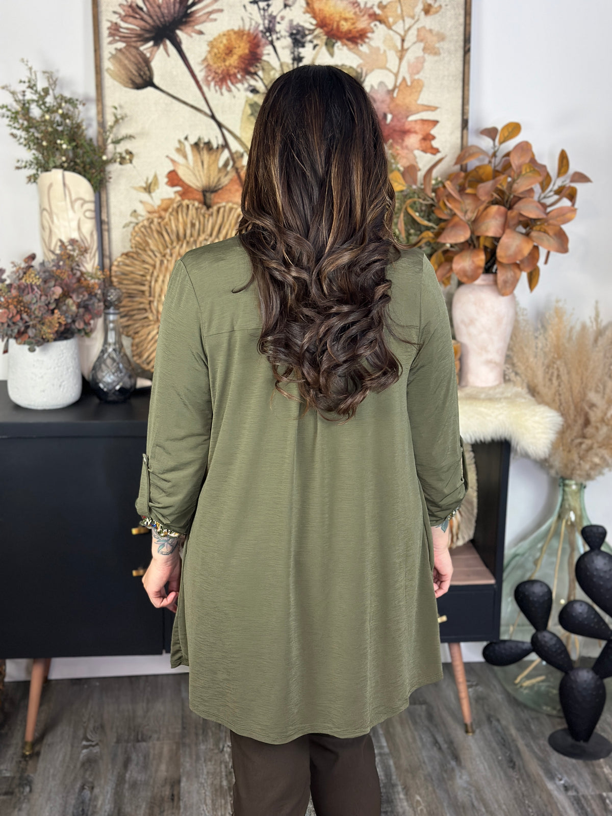 Wrinkle Free Cardigan - Olive (Small - 3X)