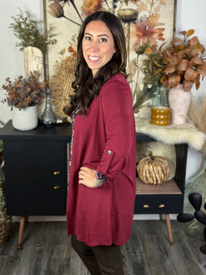 Wrinkle Free Cardigan - Cranberry